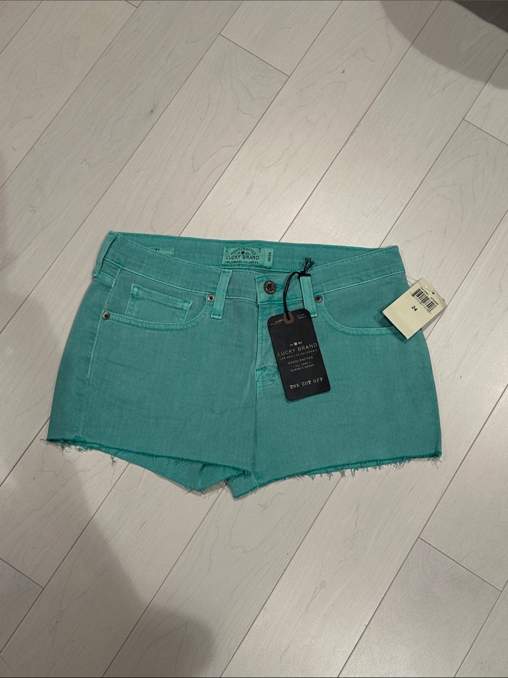 NWT Lucky Brand Teal Cutoff Denim Shorts - size 24
